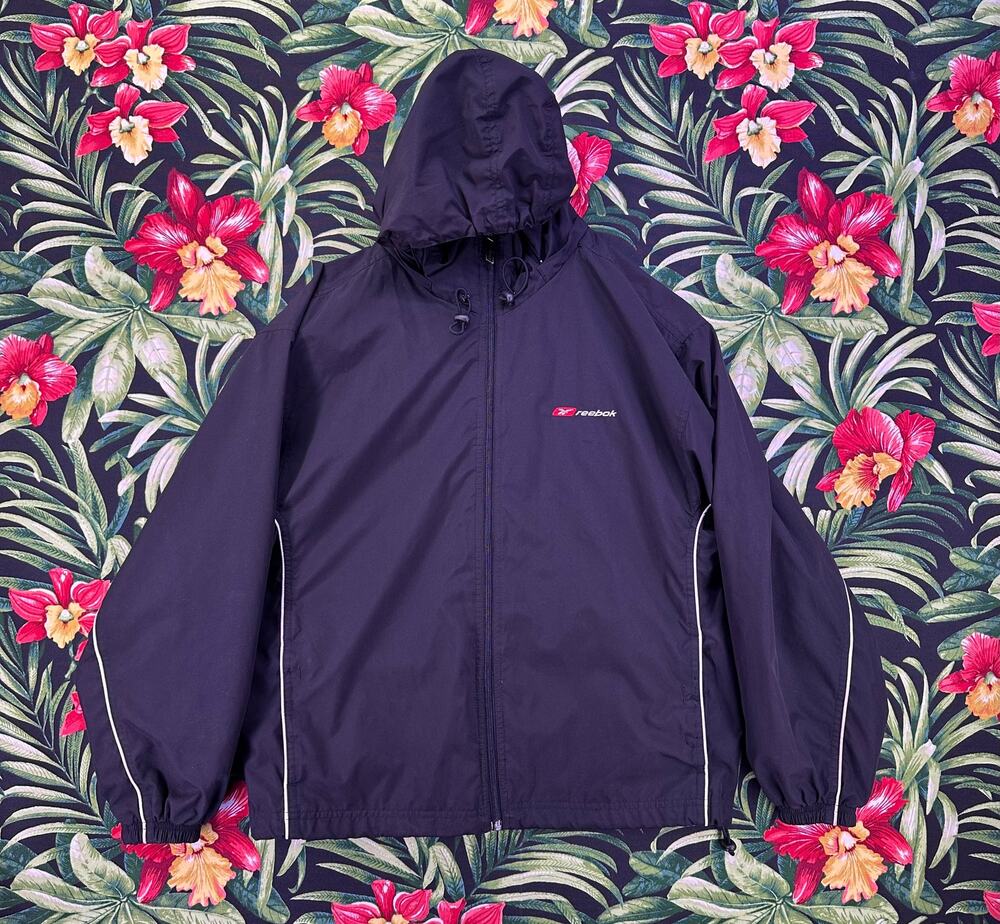 Vintage 2010 Reebok Black Windbreaker White Accents Size L